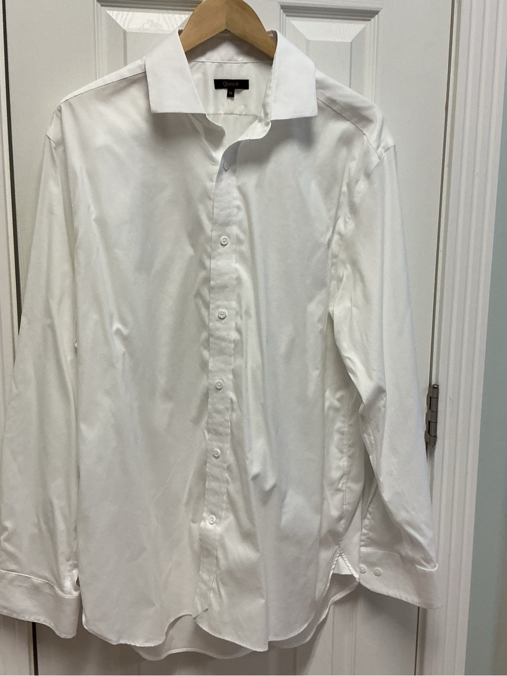 Quince Men's White Long Sleeve Collared Button Dress Shirt XL Organic cotton
